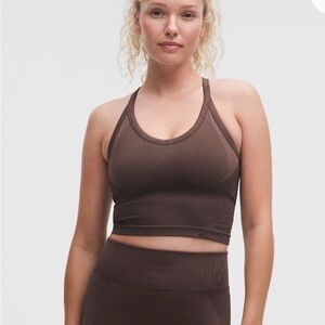lululemon get low crossback training tank in sequoia /twig color